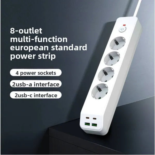 4-Way Power Strip with USB-A and USB-C