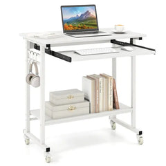 Mobile Desk with Keyboard Tray and Storage Shelf