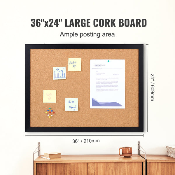 Cork Board with MDF Frame, 36 x 24