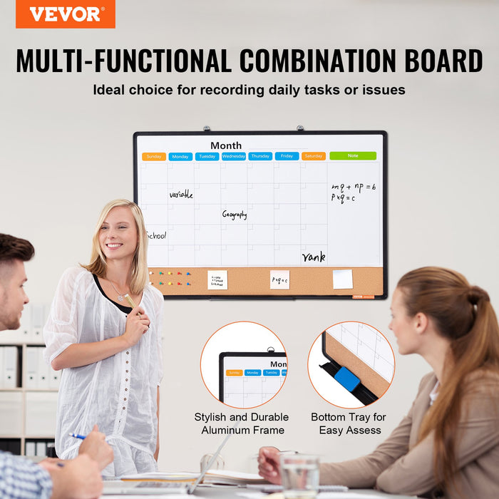 Calendar Whiteboard and Cork Board, 36 x 24