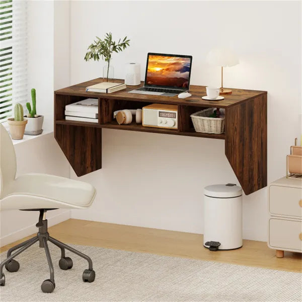 Wall-Mounted Floating Desk with 3-Cube Storage