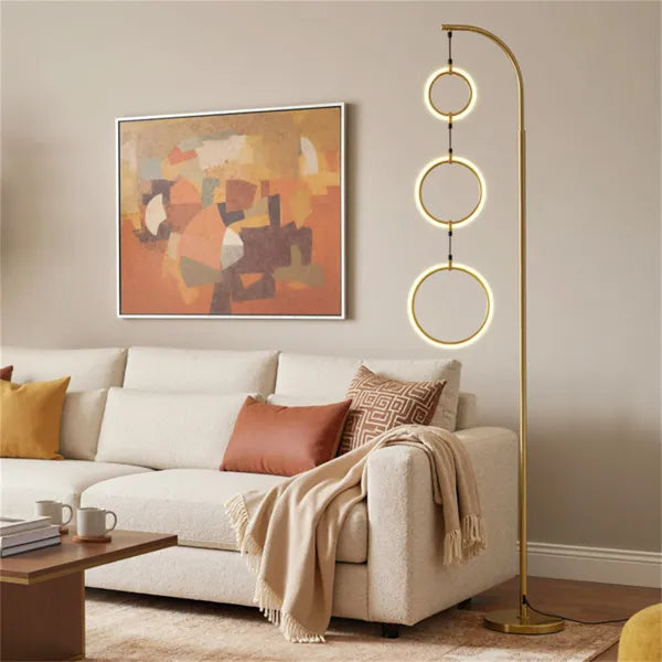 3-Circle LED Floor Lamp, Gold