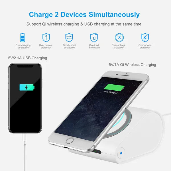 Qi Wireless Charger with 10,400mAh Power Bank