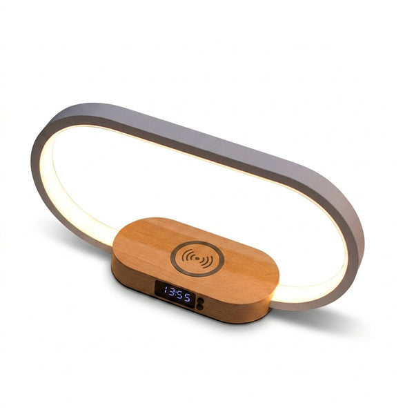 Desk Lamp with Clock and Wireless Charging